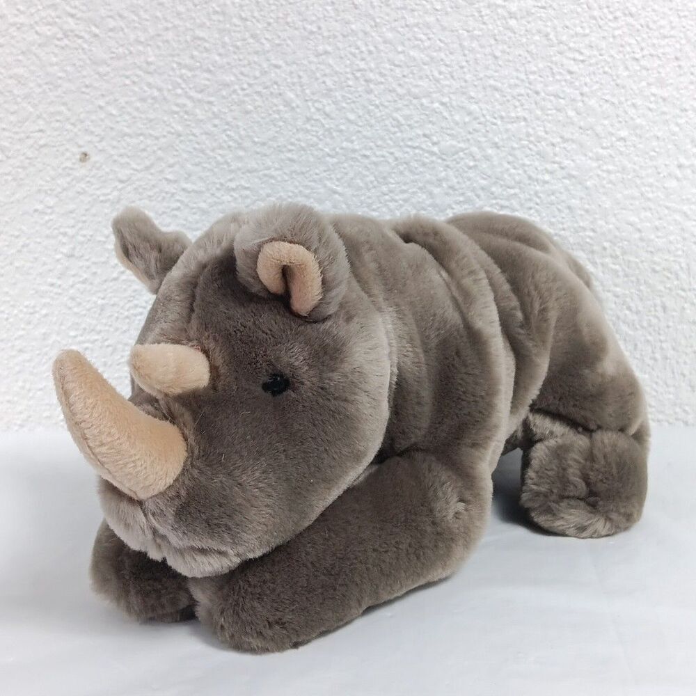 Aurora Flopsies Gray Rhino Rhinestone Rhinoceros Stuffed Animal Plush Soft Lux